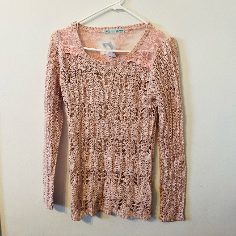 Maurices Open Knit Popover Sweater Casual Blush Pink